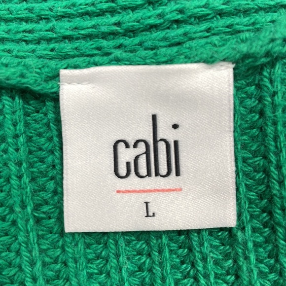 Cabi Lucky Balloon Sleeve Button-Up Cardigan Chunky Knit Sweater Kelly Green L - Picture 9 of 11